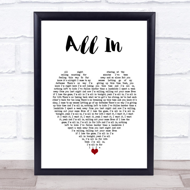 Lifehouse All In White Heart Song Lyric Wall Art Print