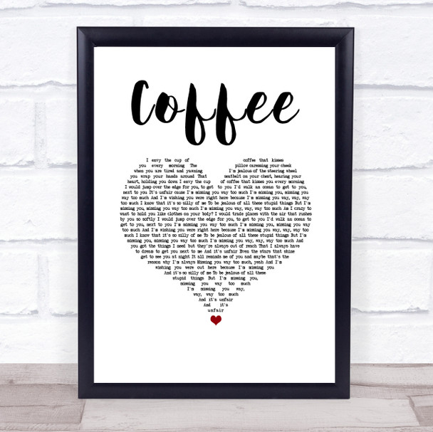 Tori Kelly Coffee White Heart Song Lyric Wall Art Print