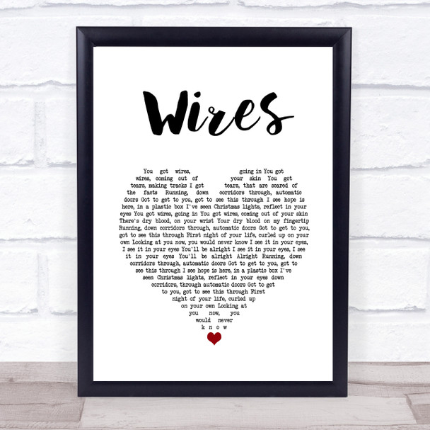 Athlete Wires White Heart Song Lyric Wall Art Print
