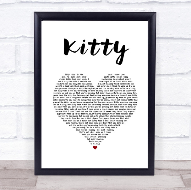 Joe Weller Kitty White Heart Song Lyric Wall Art Print