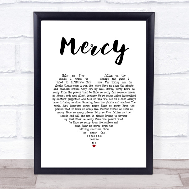 Muse Mercy White Heart Song Lyric Wall Art Print