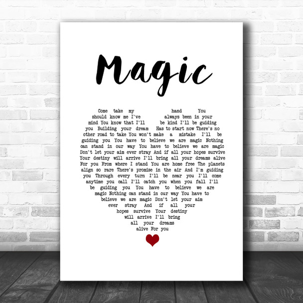 Olivia Newton-John Magic White Heart Song Lyric Wall Art Print