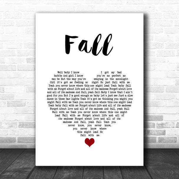 Kolby Cooper Fall White Heart Song Lyric Wall Art Print