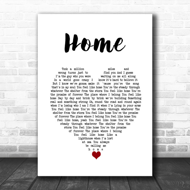 Lady Antebellum Home White Heart Song Lyric Wall Art Print