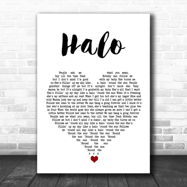 Liam Gallagher Halo White Heart Song Lyric Wall Art Print