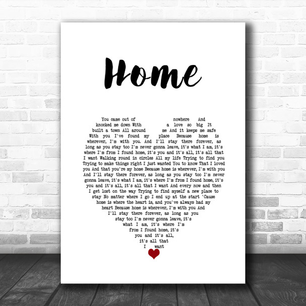 Scouting For Girls Home White Heart Song Lyric Wall Art Print
