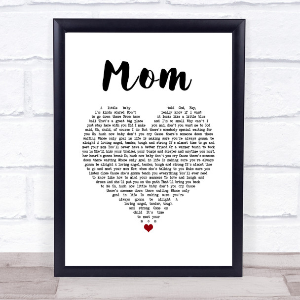 Garth Brooks Mom White Heart Song Lyric Wall Art Print