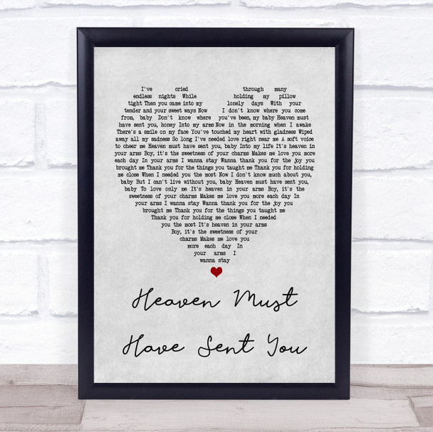 The Elgins Heaven Must Have Sent You Grey Heart Song Lyric Music Wall Art Print