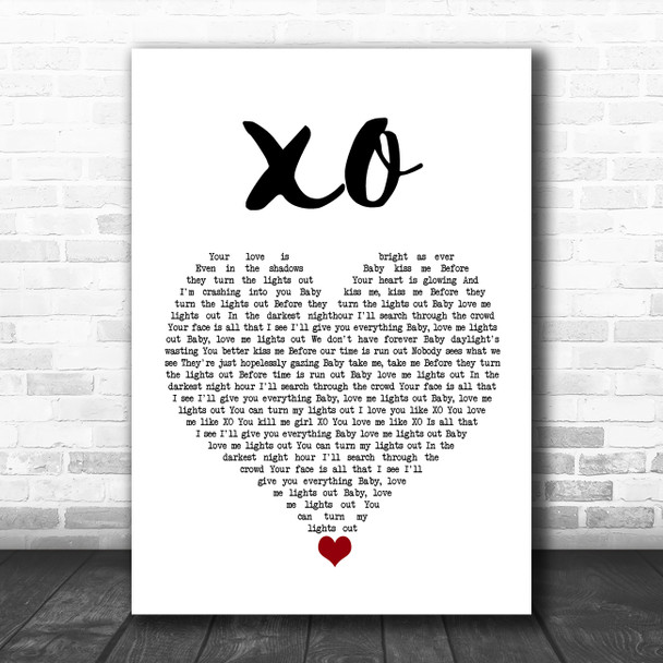 John Mayer XO White Heart Song Lyric Wall Art Print
