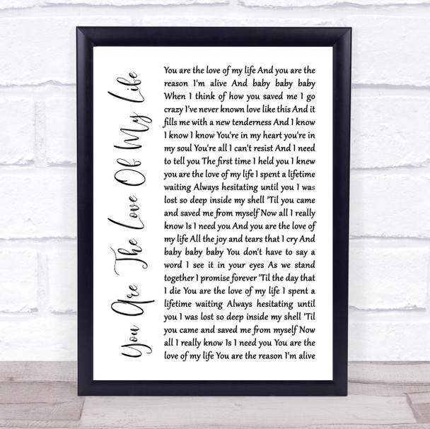 Sammy Kershaw You Are The Love Of My Life White Script Song Lyric Wall Art Print