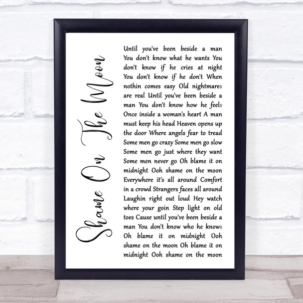 Bob Seger Shame On The Moon White Script Song Lyric Wall Art Print