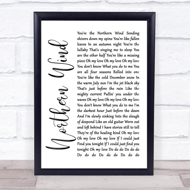 City And Colour Northern Wind White Script Song Lyric Wall Art Print