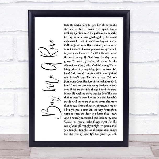 Luther Vandross Buy Me A Rose White Script Song Lyric Wall Art Print