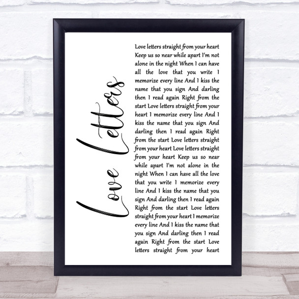 Alison Moyet Love Letters White Script Song Lyric Wall Art Print