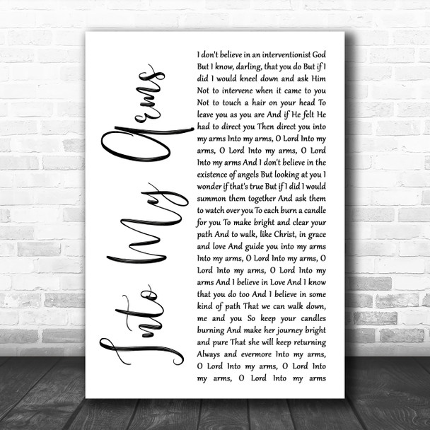Nick Cave & The Bad Seeds Into My Arms White Script Song Lyric Wall Art Print