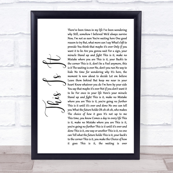 Michael McDonald This Is It White Script Song Lyric Wall Art Print