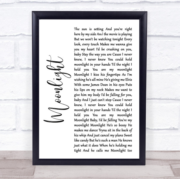 Ariana Grande Moonlight White Script Song Lyric Wall Art Print