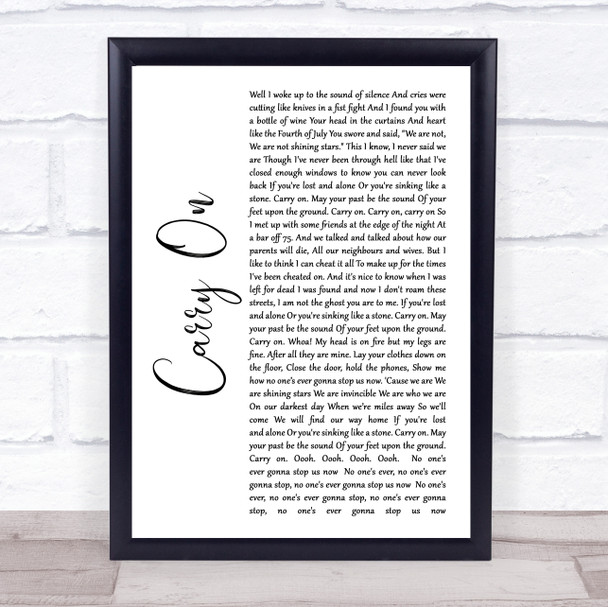 Fun Carry On White Script Song Lyric Wall Art Print