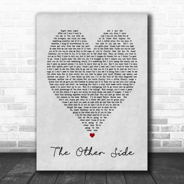 The Other Side The Greatest Showman Grey Heart Song Lyric Music Wall Art Print