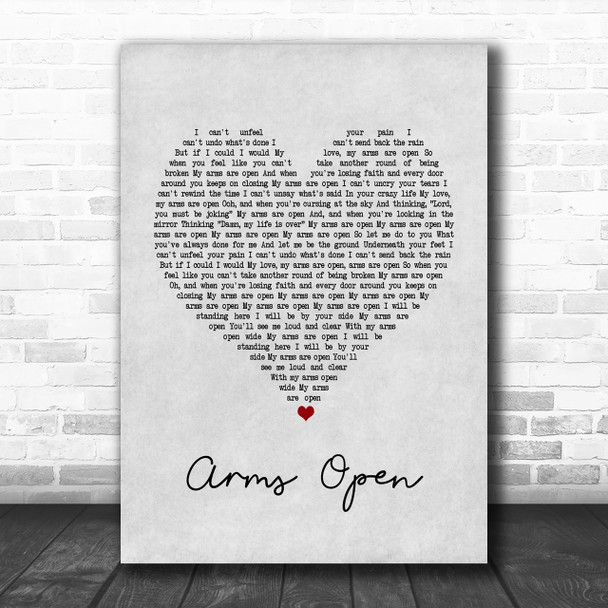 The Script Arms Open Grey Heart Song Lyric Music Wall Art Print