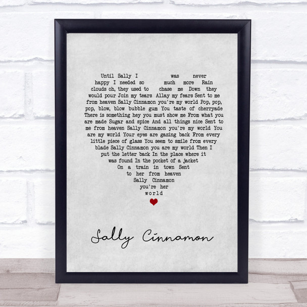 The Stone Roses Sally Cinnamon Grey Heart Song Lyric Music Wall Art Print