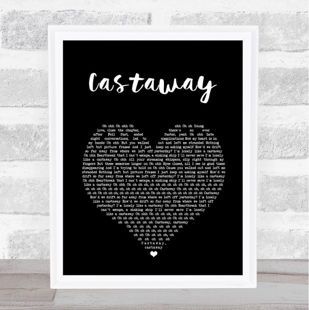 5 Seconds Of Summer Castaway Black Heart Song Lyric Print