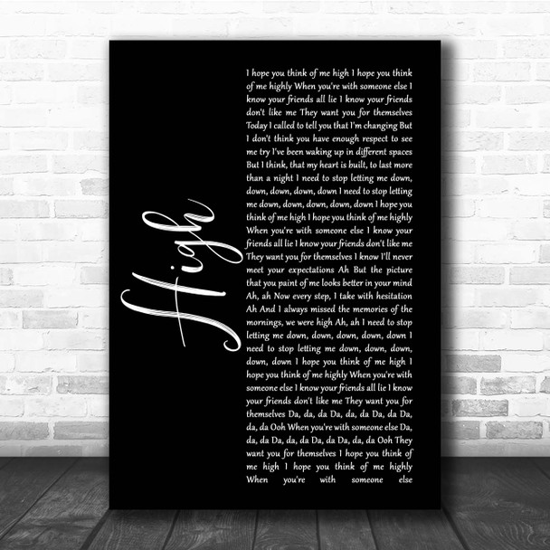 5 Seconds Of Summer High Black Script Song Lyric Print