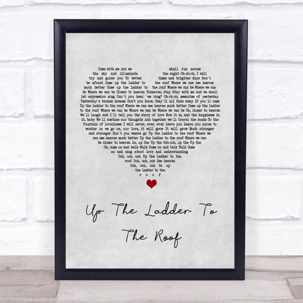 The Supremes Up The Ladder To The Roof Grey Heart Song Lyric Music Wall Art Print