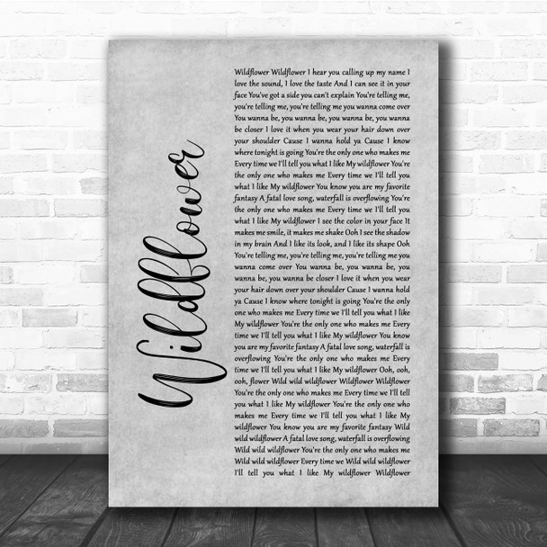 5 Seconds Of Summer Wildflower Grey Rustic Script Song Lyric Print