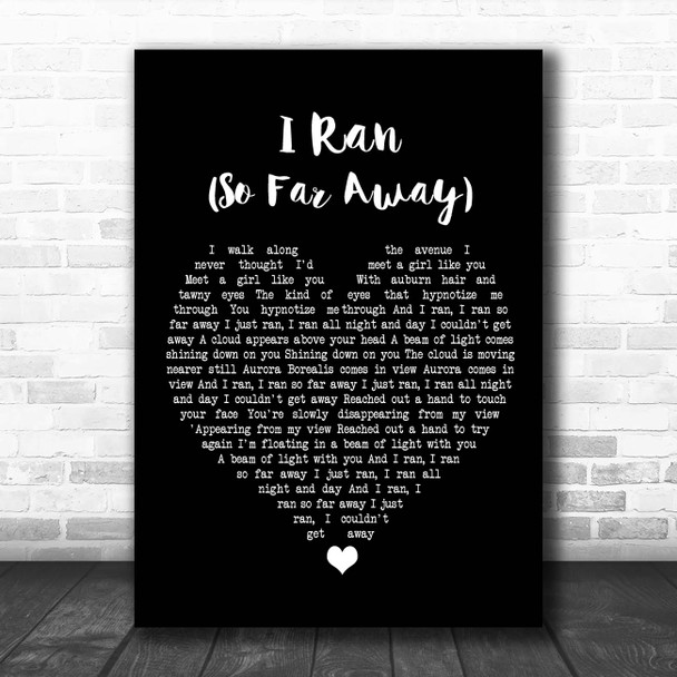 A Flock Of Seagulls I Ran (So Far Away) Black Heart Song Lyric Print A Flock Of Seagulls I Ran (So Far Away) Black Heart Song Lyric Print