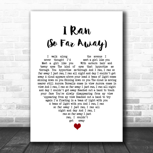 A Flock Of Seagulls I Ran (So Far Away) White Heart Song Lyric Print