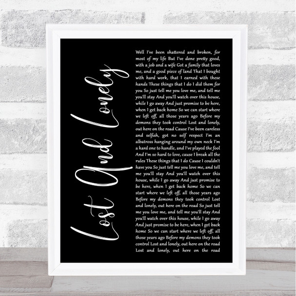 Aaron Lewis Lost And Lonely Black Script Song Lyric Print