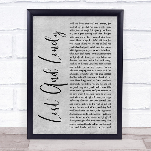 Aaron Lewis Lost And Lonely Grey Rustic Script Song Lyric Print