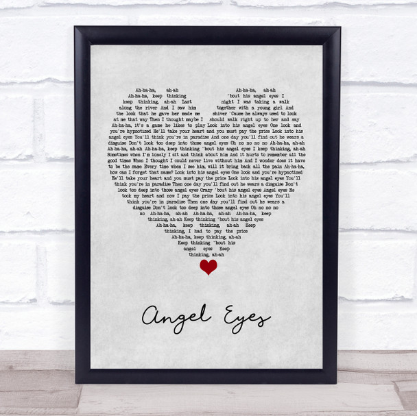 ABBA Angel Eyes Grey Heart Song Lyric Print