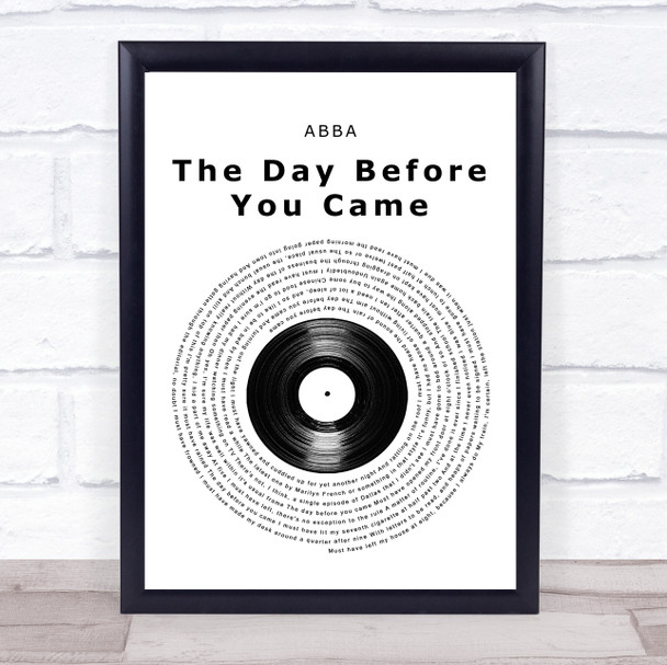 ABBA The Day Before You Came Vinyl Record Song Lyric Print