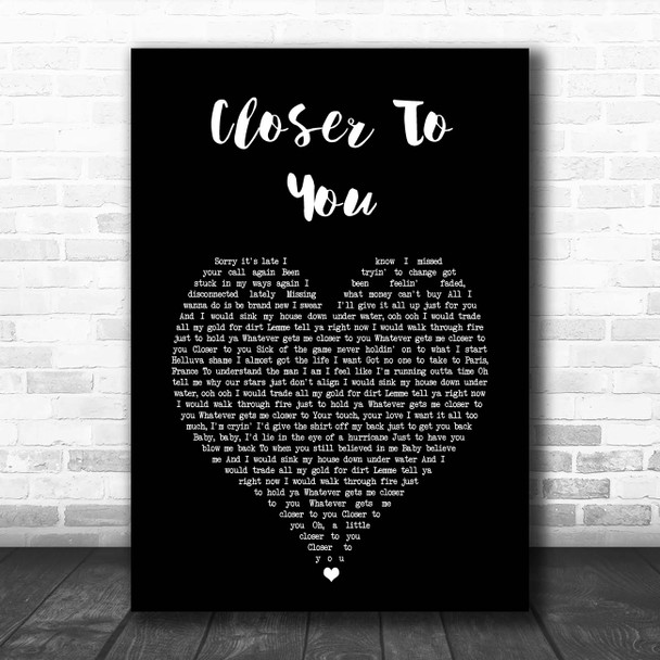 Adam Lambert Closer To You Black Heart Song Lyric Print