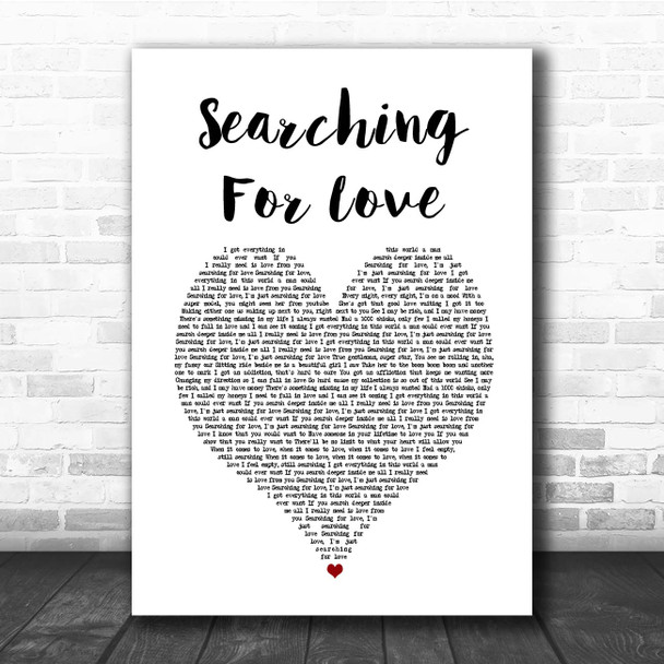 Akon Searching For Love White Heart Song Lyric Print