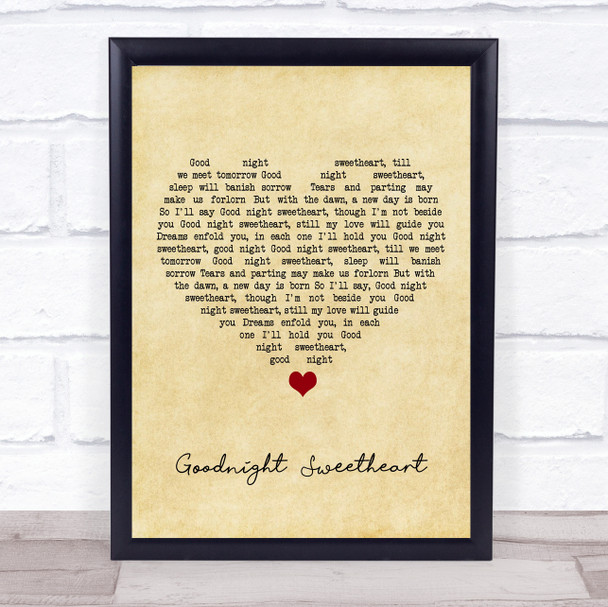 Al Bowlly Goodnight Sweetheart Vintage Heart Song Lyric Print