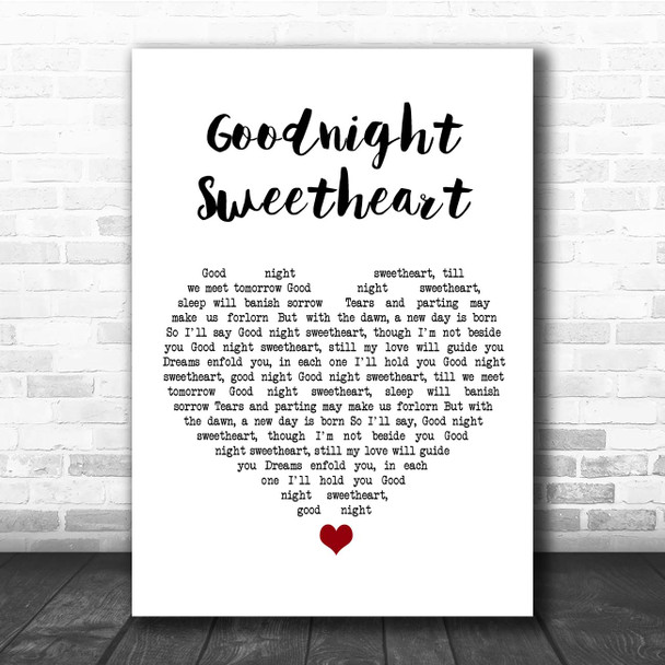 Al Bowlly Goodnight Sweetheart White Heart Song Lyric Print