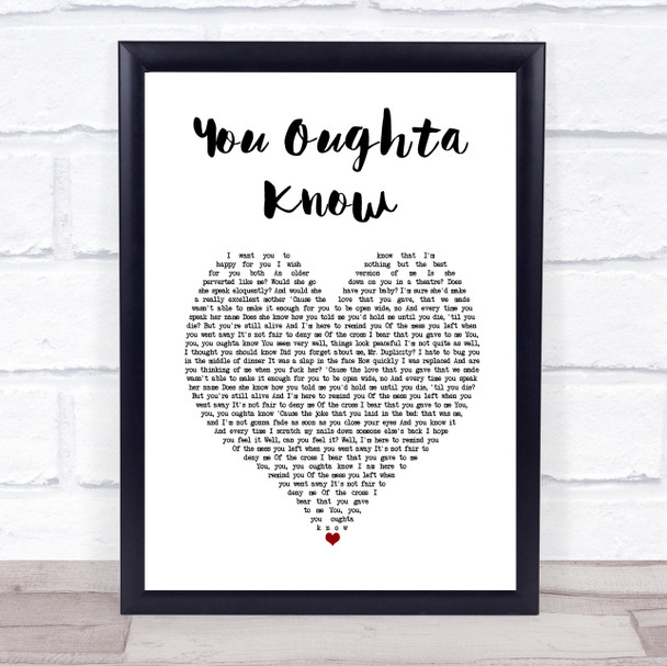 Alanis Morissette You Oughta Know White Heart Song Lyric Print