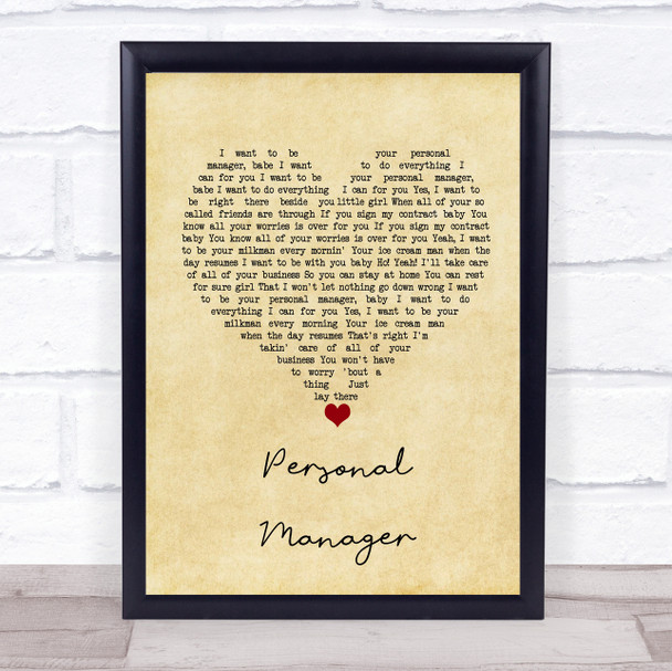 Albert King Personal Manager Vintage Heart Song Lyric Print