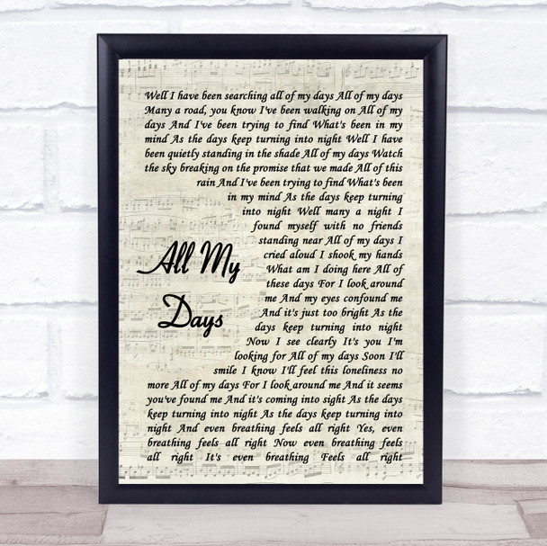 Alexi Murdoch All My Days Vintage Script Song Lyric Print