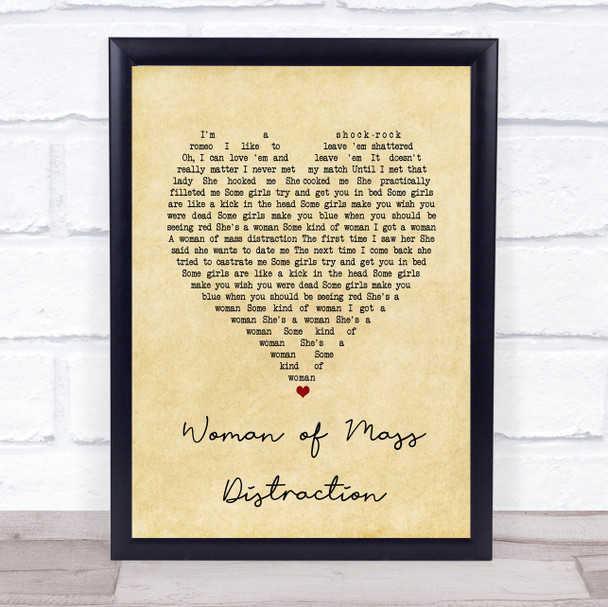 Alice Cooper Woman of Mass Distraction Vintage Heart Song Lyric Print