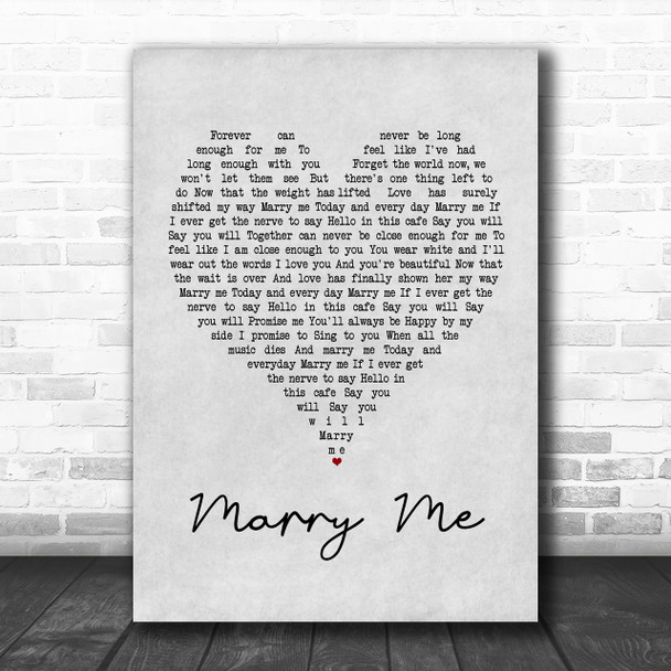 Train Marry Me Grey Heart Song Lyric Music Wall Art Print