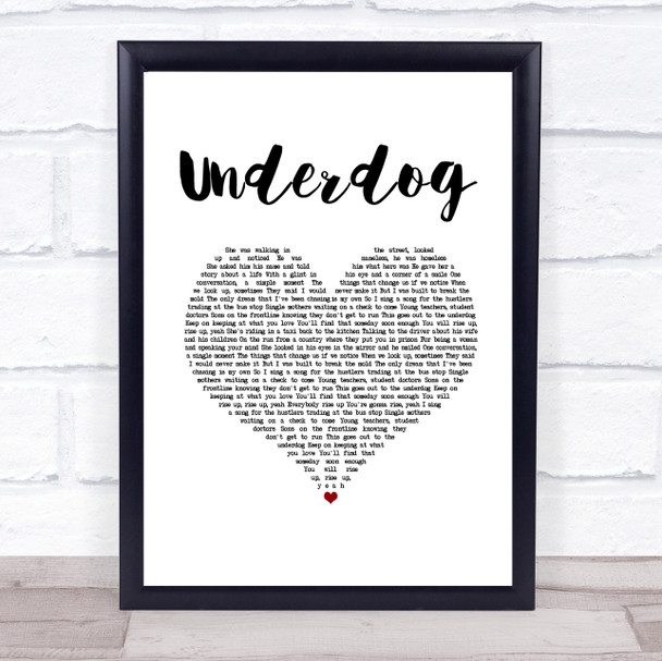 Alicia Keys Underdog White Heart Song Lyric Print