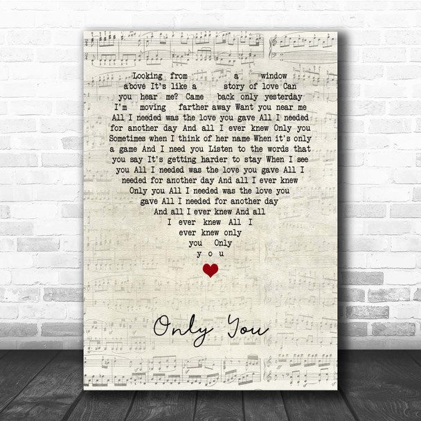 Alistair griffin Only You Script Heart Song Lyric Print