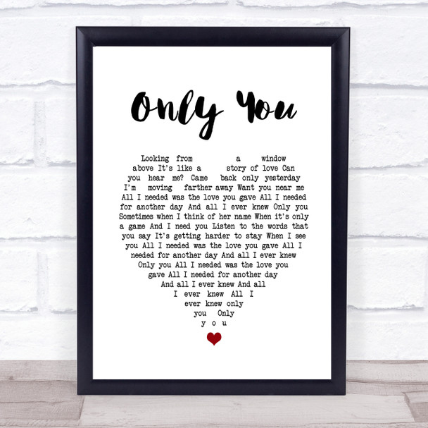 Alistair griffin Only You White Heart Song Lyric Print