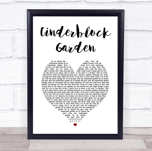 All Time Low Cinderblock Garden White Heart Song Lyric Print