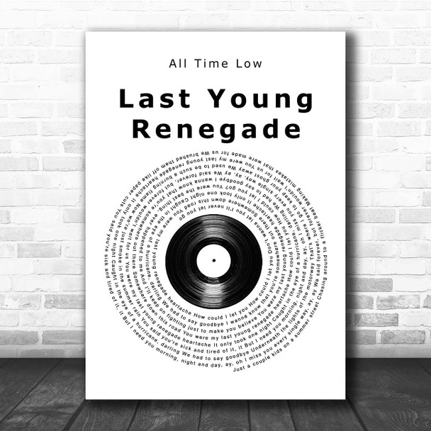 All Time Low Last Young Renegade Vinyl Record Song Lyric Print