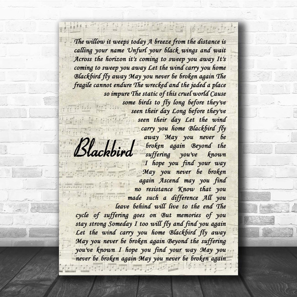 Alter Bridge Blackbird Vintage Script Song Lyric Print